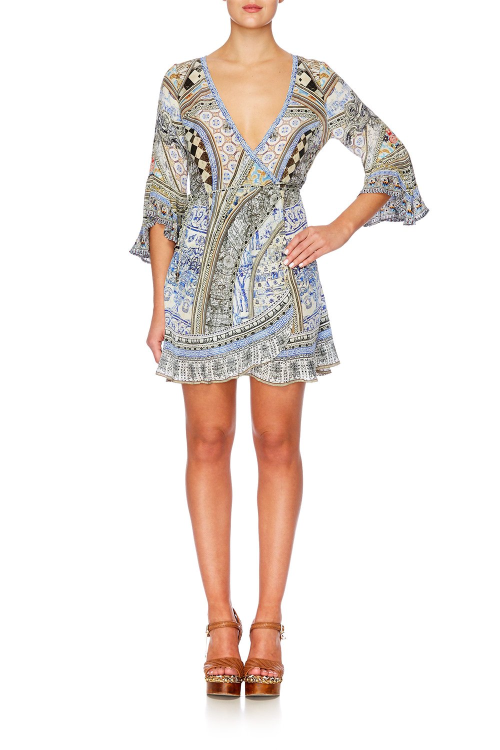 LOST IN A DREAM WRAP MINI DRESS