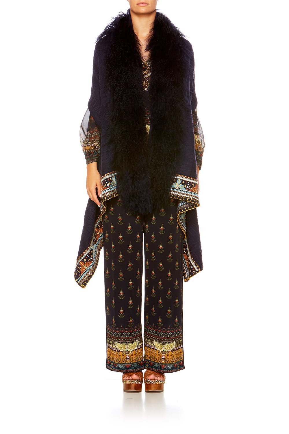 BLISS OF BOHEMIA SHEARLING CAPE