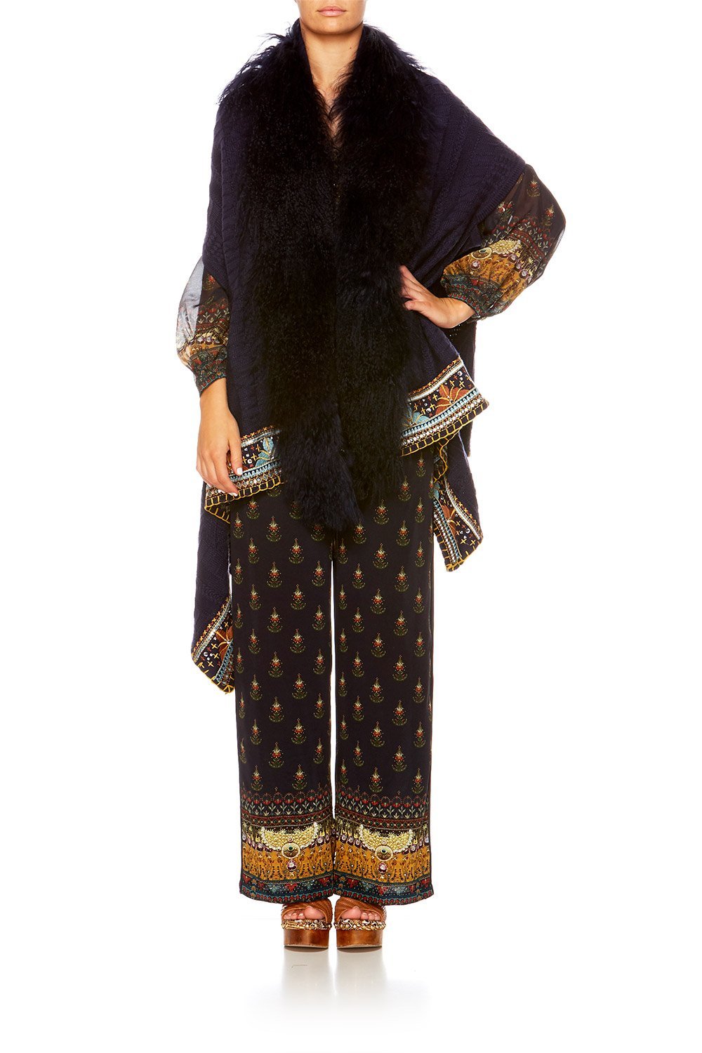 BLISS OF BOHEMIA SHEARLING CAPE