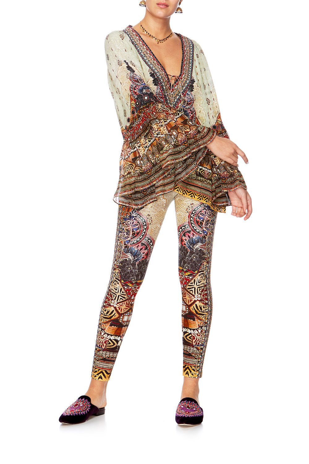 THE CARAVAN V-NECK LACE UP SHIRT