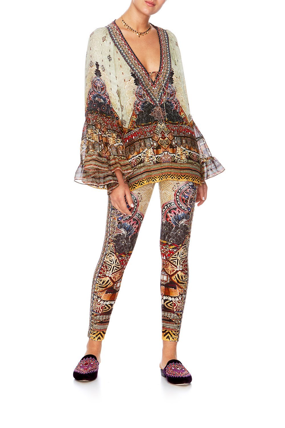 THE CARAVAN V-NECK LACE UP SHIRT