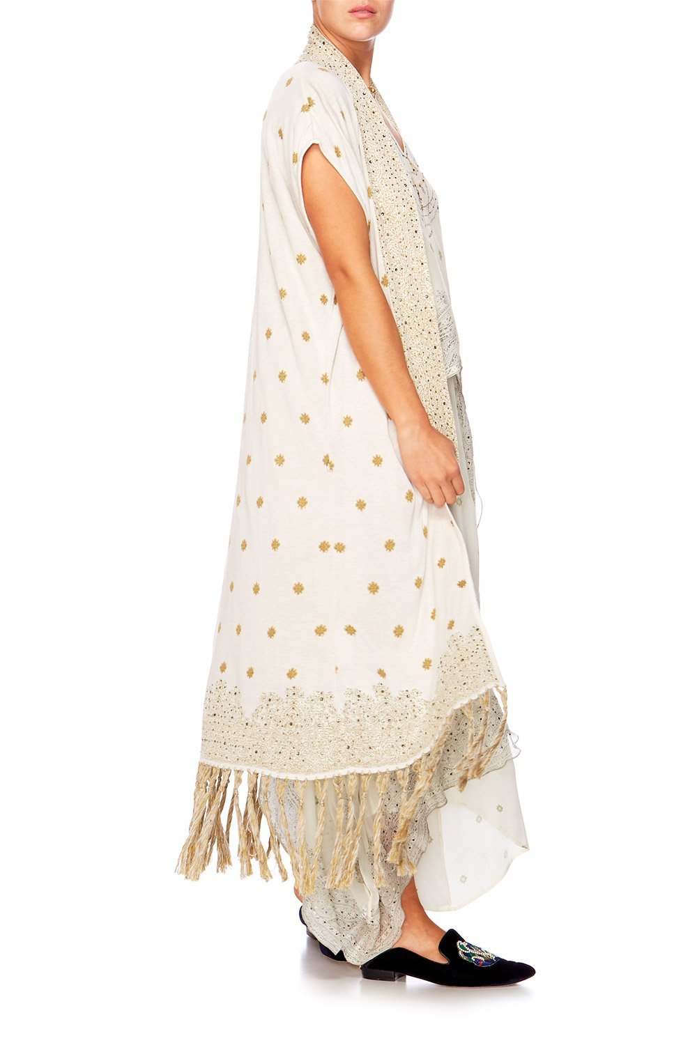 GUIDING LIGHT LONG KNIT CARDI W FRINGING