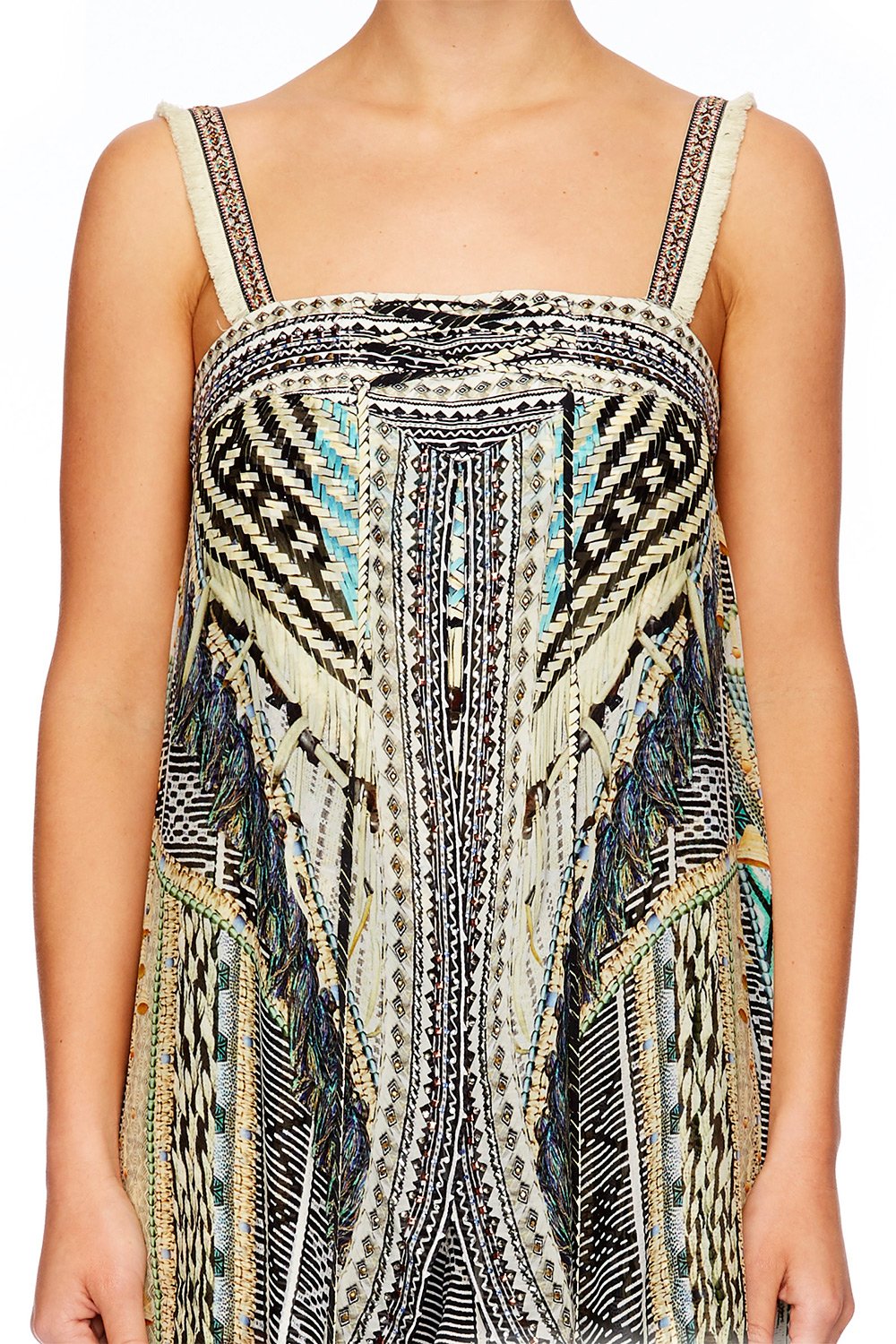 WEAVE ON TIE DETAIL OVERLAY PLAYSUIT
