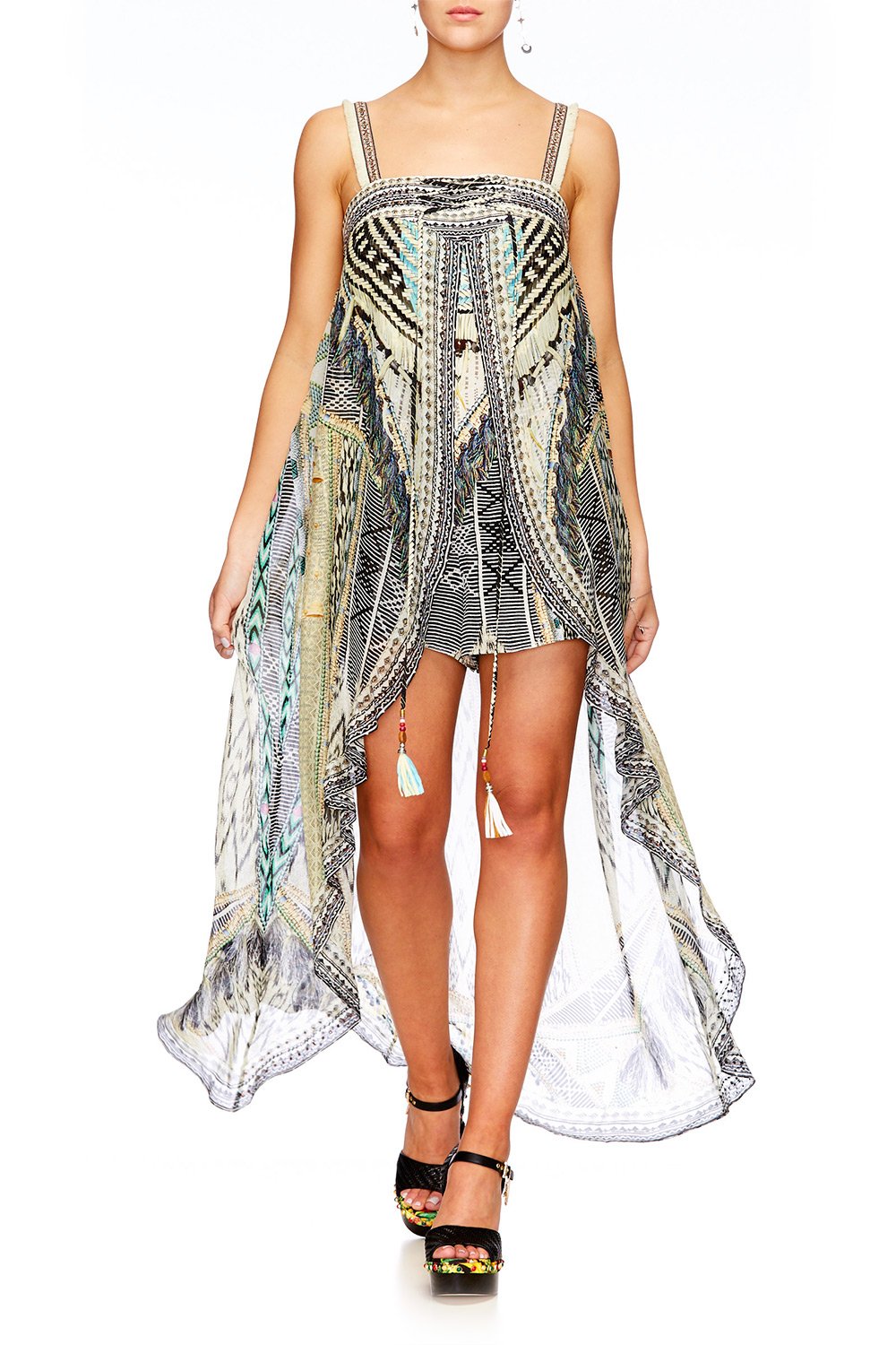 WEAVE ON TIE DETAIL OVERLAY PLAYSUIT