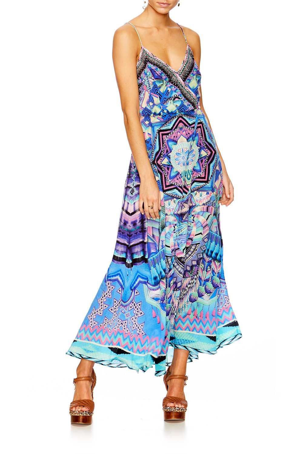 THREADS OF COSMOS STRAPPY WRAP DRESS