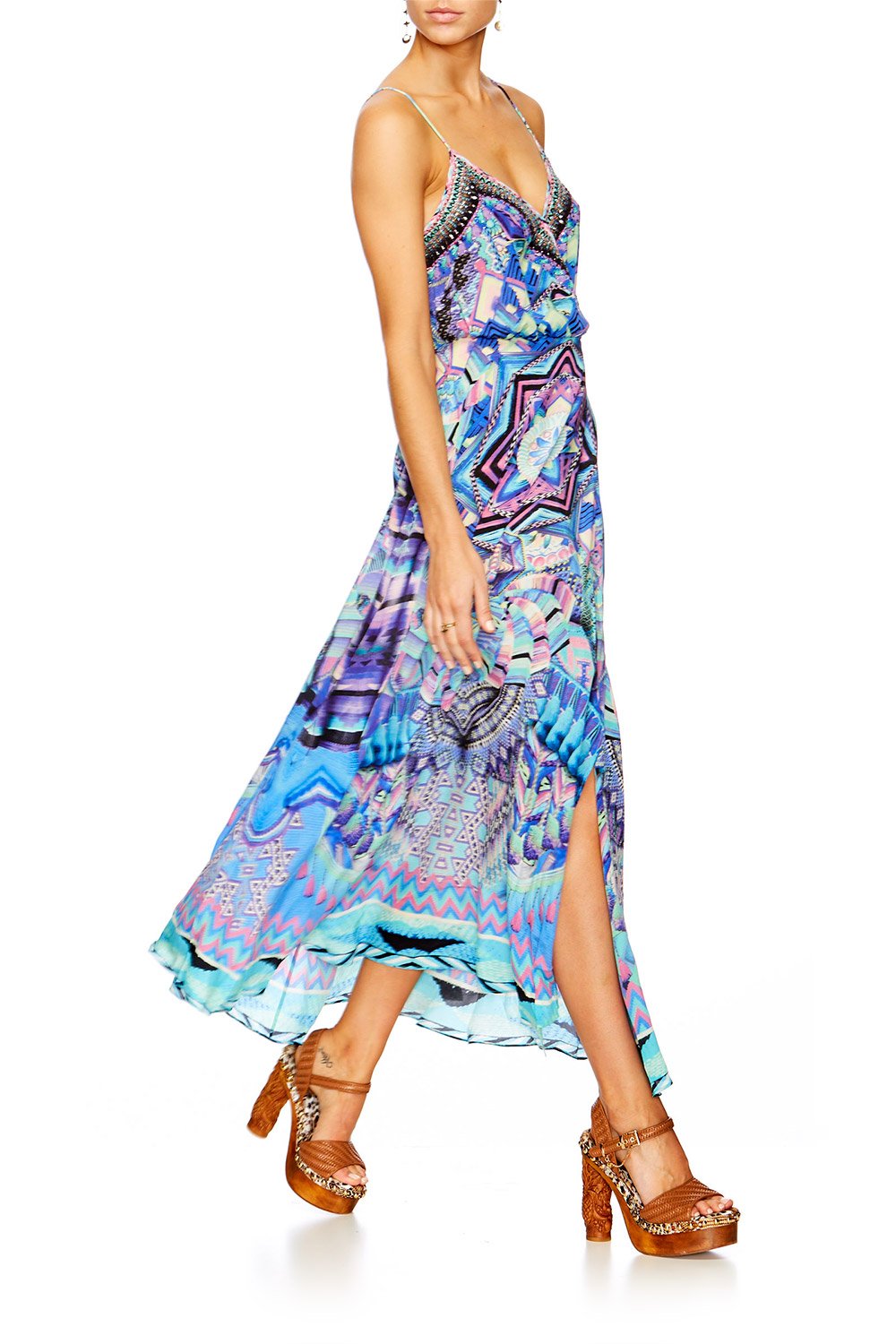 THREADS OF COSMOS STRAPPY WRAP DRESS
