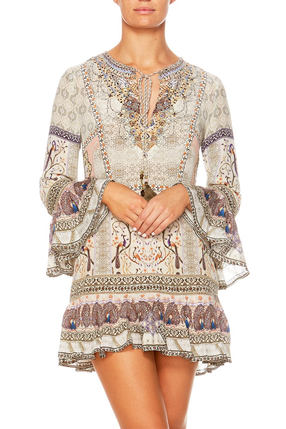 MAMA BAKSHI FRILL HEM LONG SLEEVE DRESS