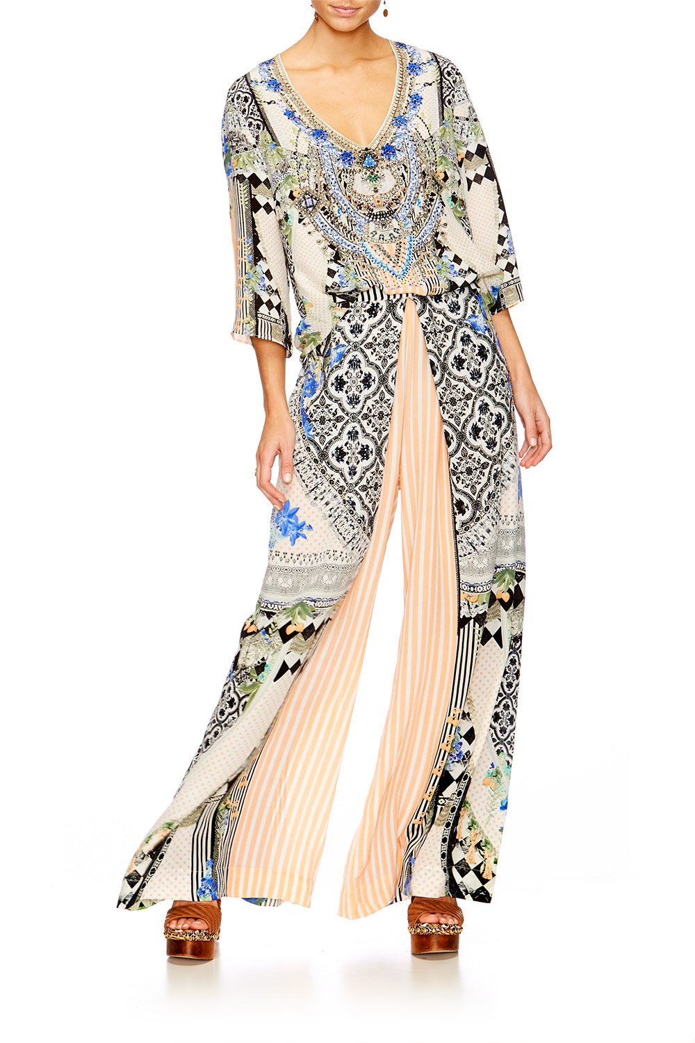 SALVADOR SECRETS V NECK OVERSIZED BLOUSE