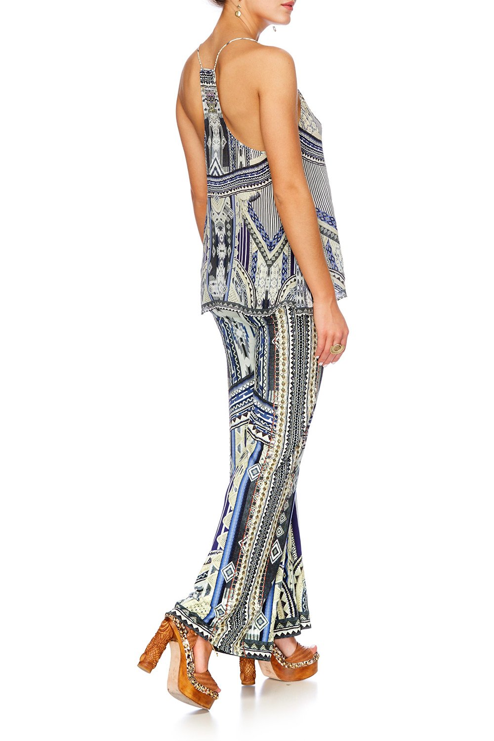 TIE THE KNOT STRETCH FLARED TROUSERS