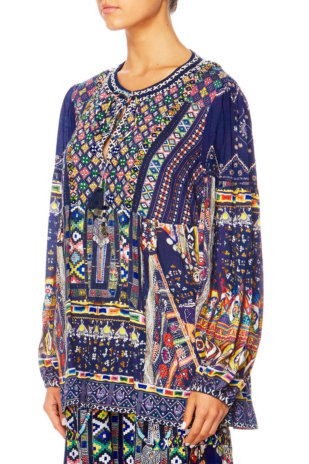 WHERE YOULL FIND ME LONGLINE PEASANT TOP