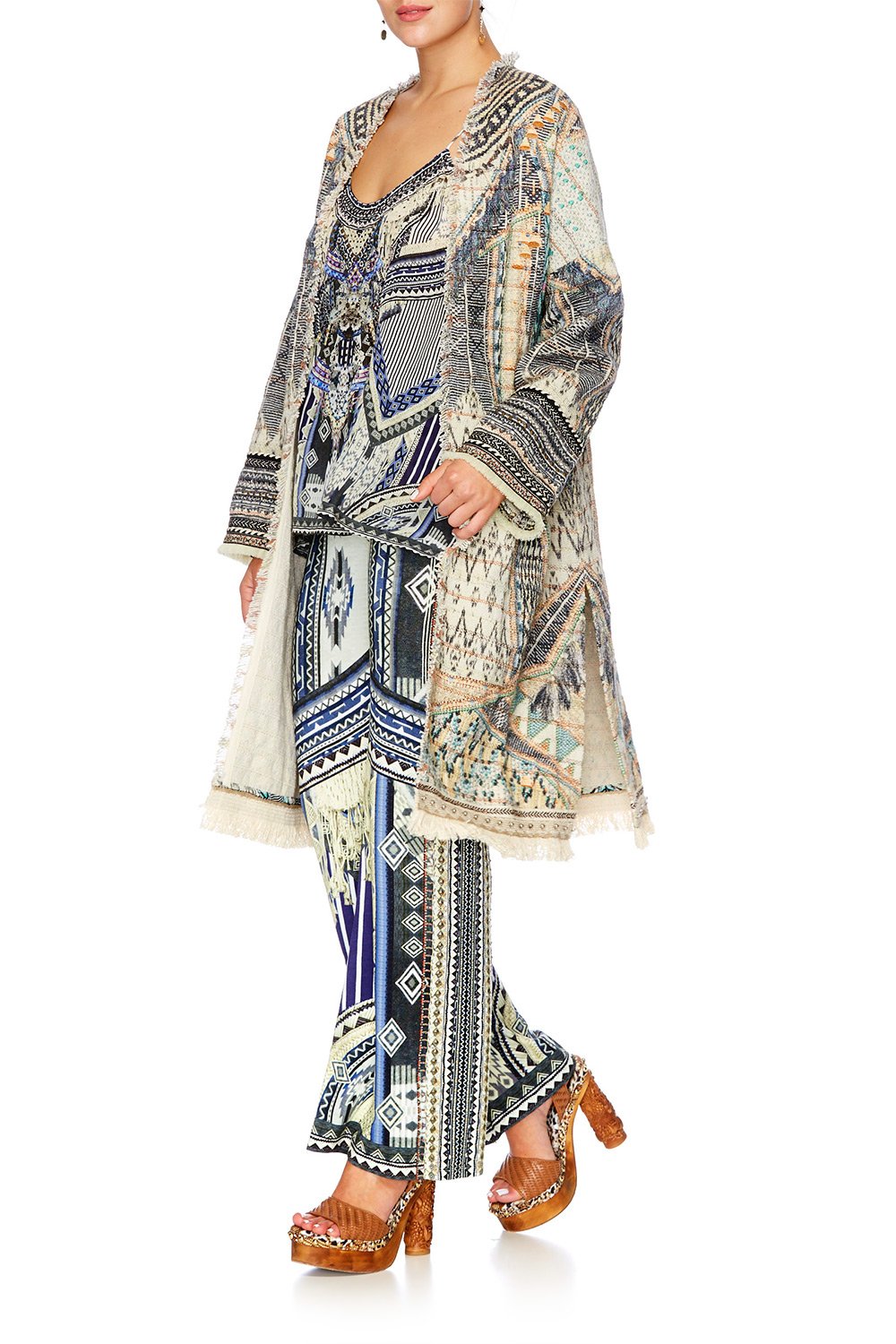 WEAVE ON LONG RELAXED COAT