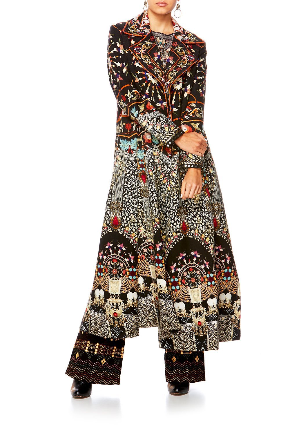 CHAMBER OF REFLECTIONS LONG OPEN COAT W WIDE COLLAR