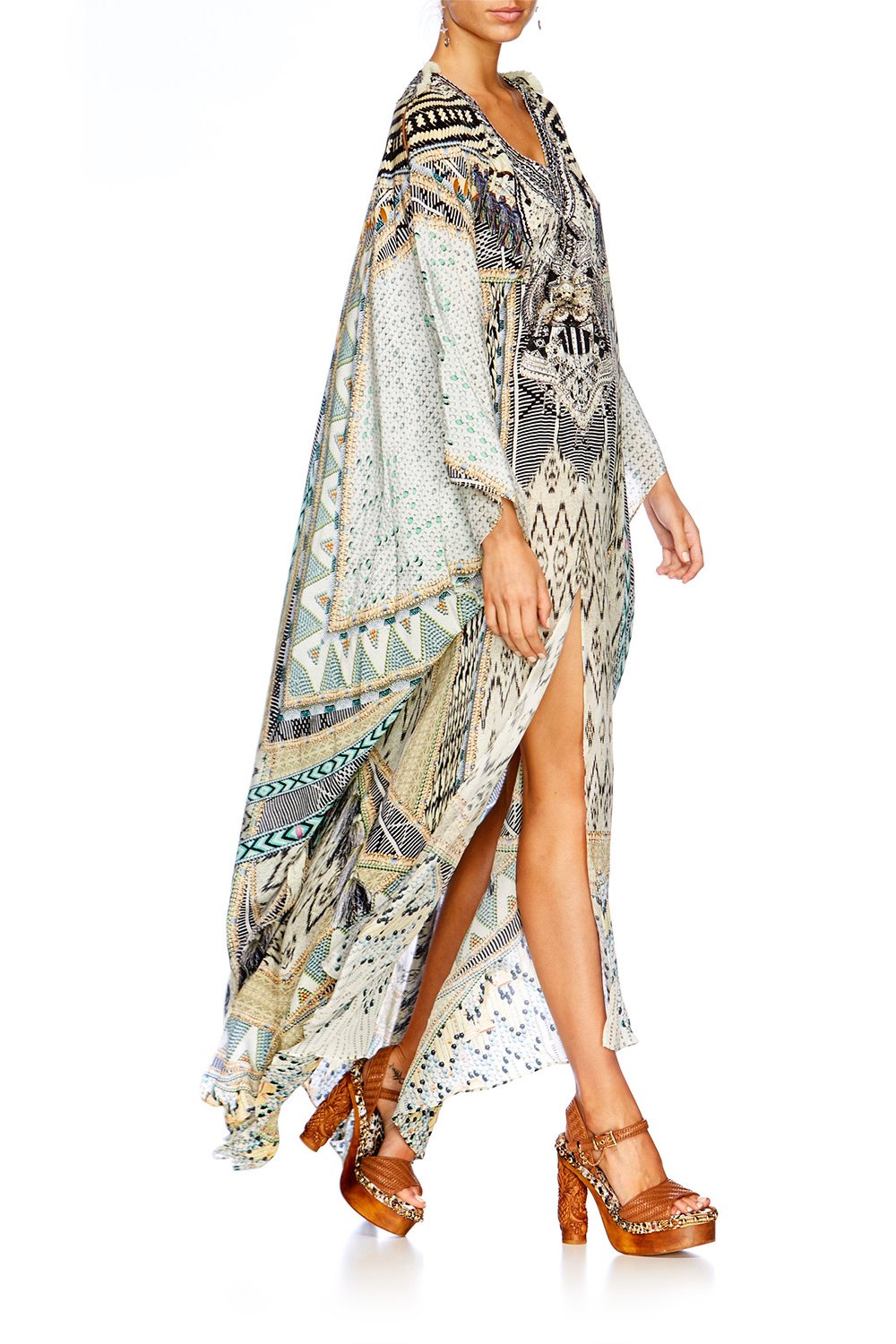WEAVE ON SLIT FRONT & SLEEVE KAFTAN