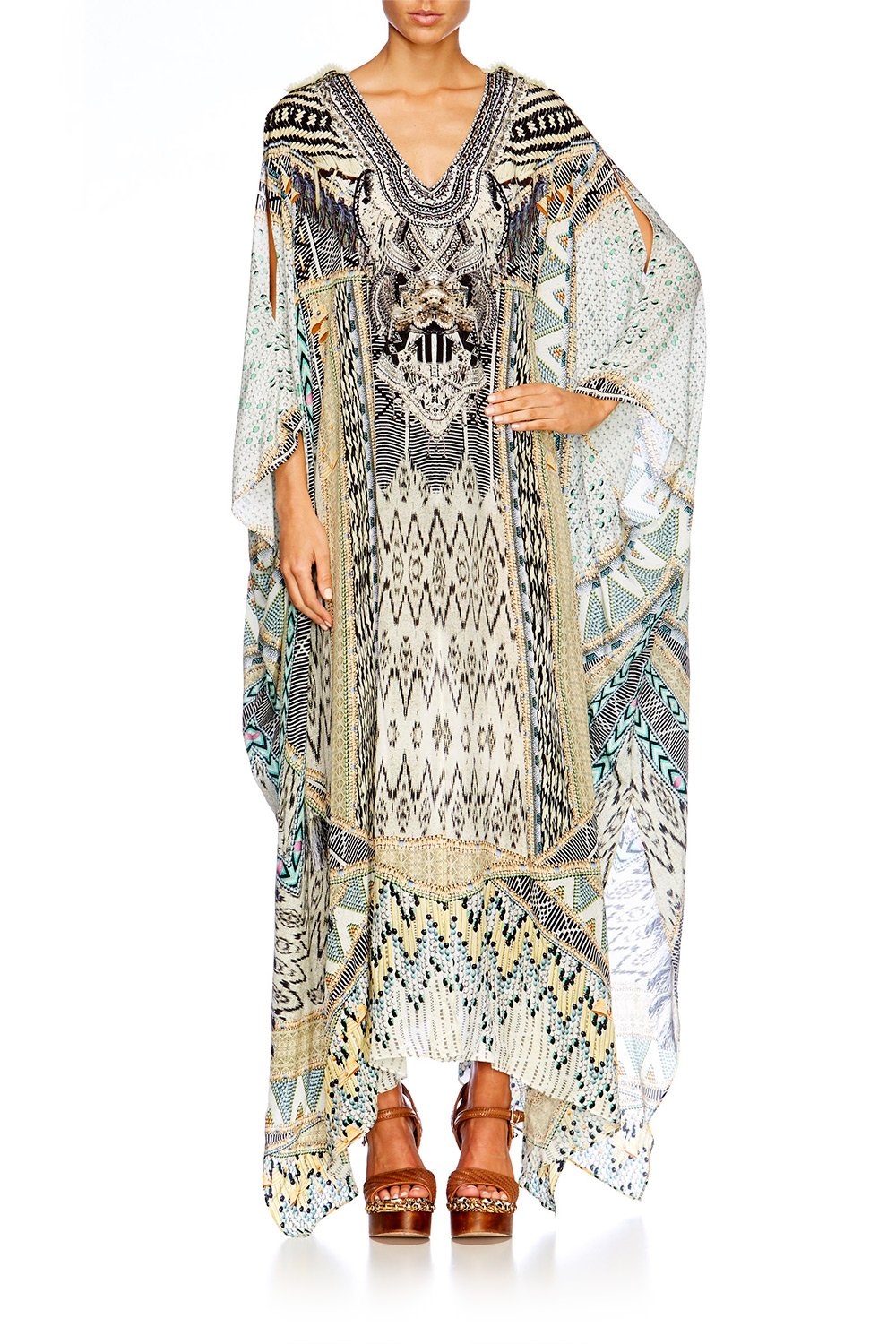 WEAVE ON SLIT FRONT & SLEEVE KAFTAN