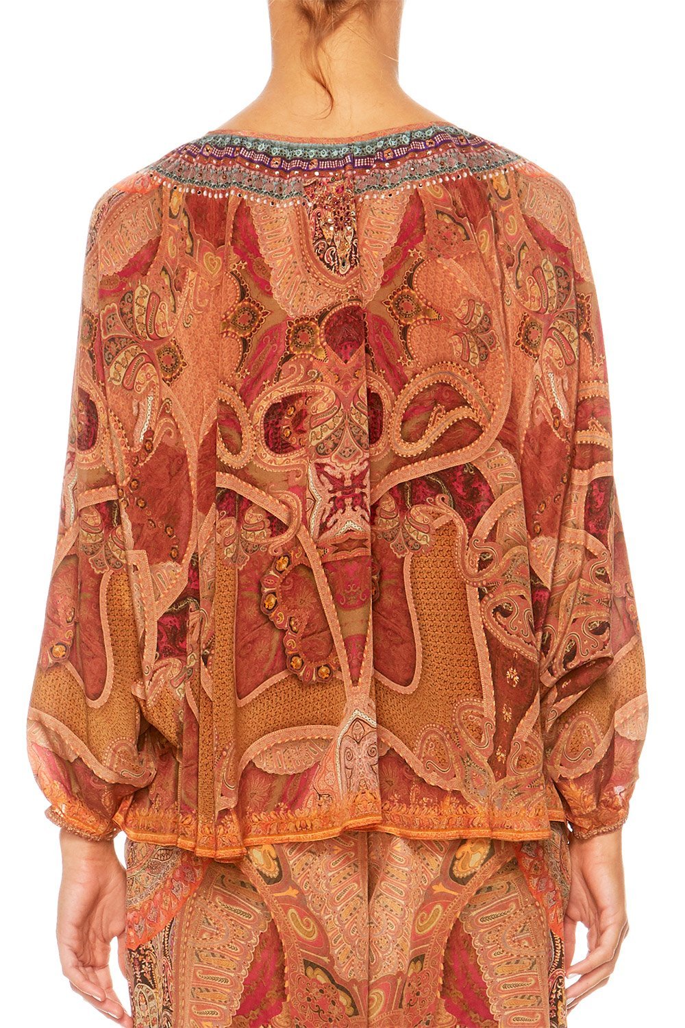 FAMILY GATHERING TIE FRONT HIGH LOW HEM BLOUSE