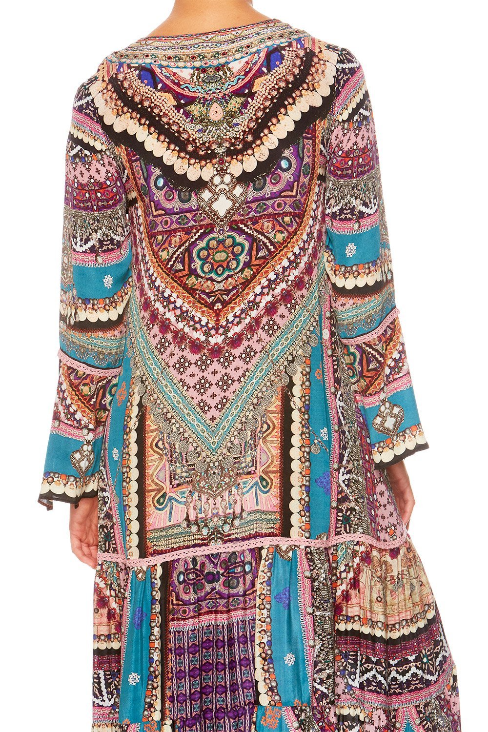 TIMES WE SHARE LACE UP DRESS W TIERED HEM