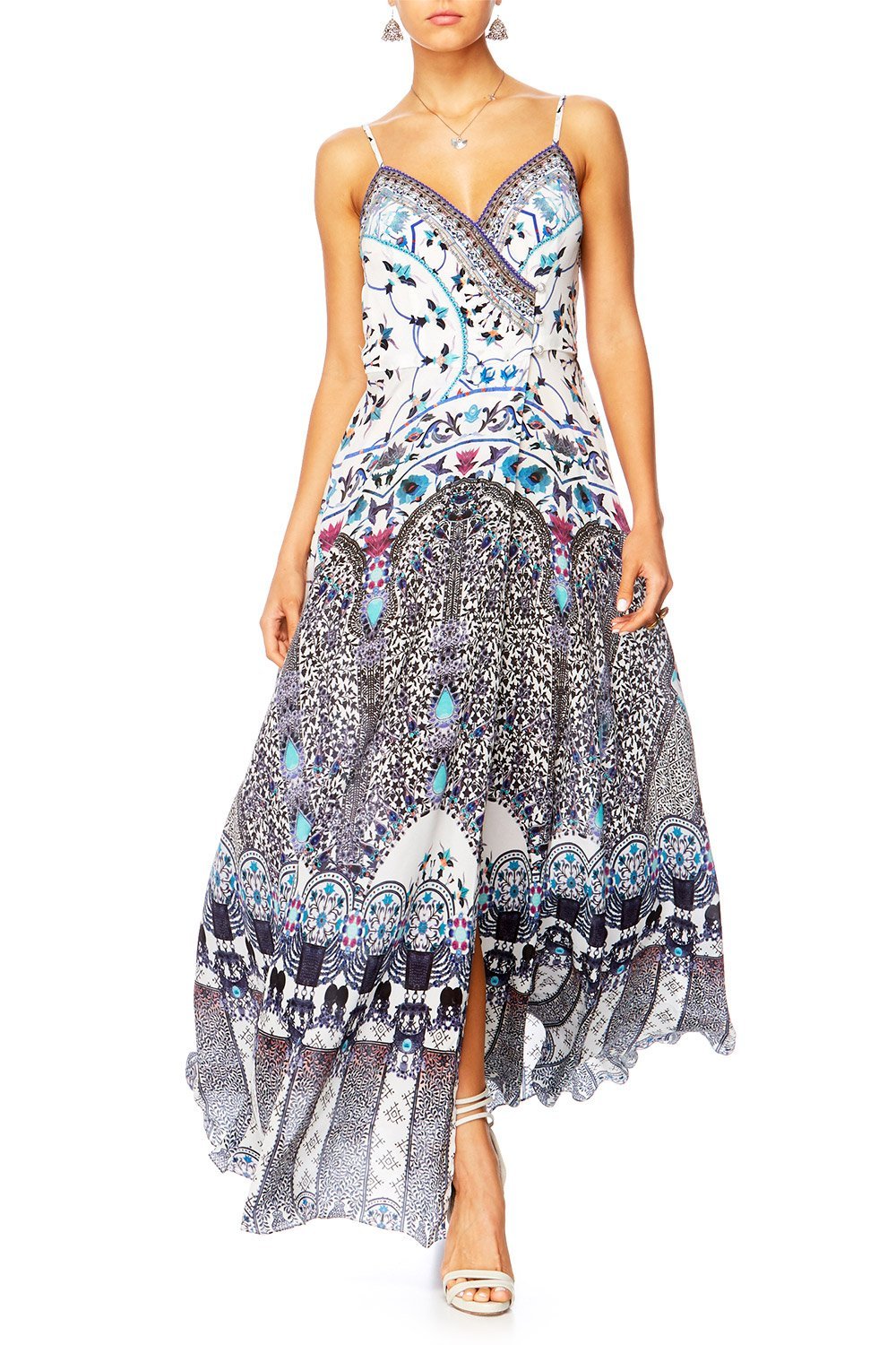 IN THE CONSTELLATIONS CROSS OVERLAY HALTER DRESS