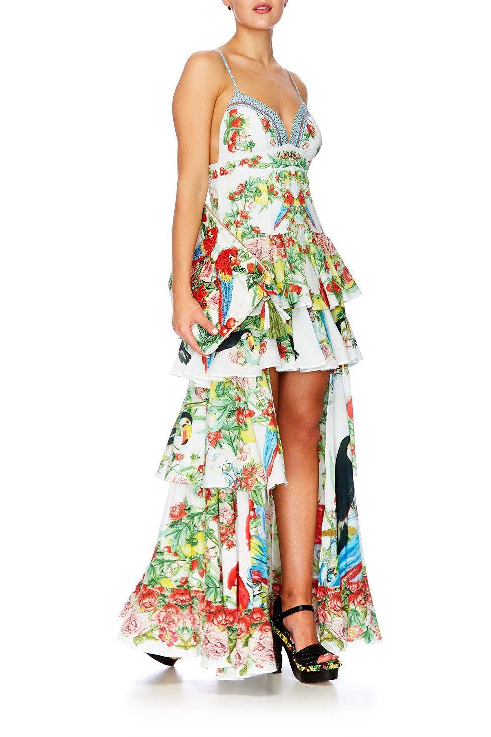 ONE FLEW OVER LONG OPEN FRONT PESANT DRESS