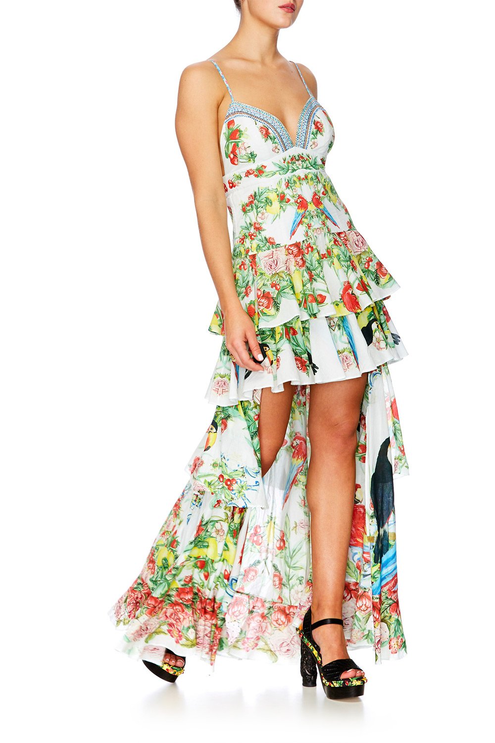 ONE FLEW OVER LONG OPEN FRONT PESANT DRESS