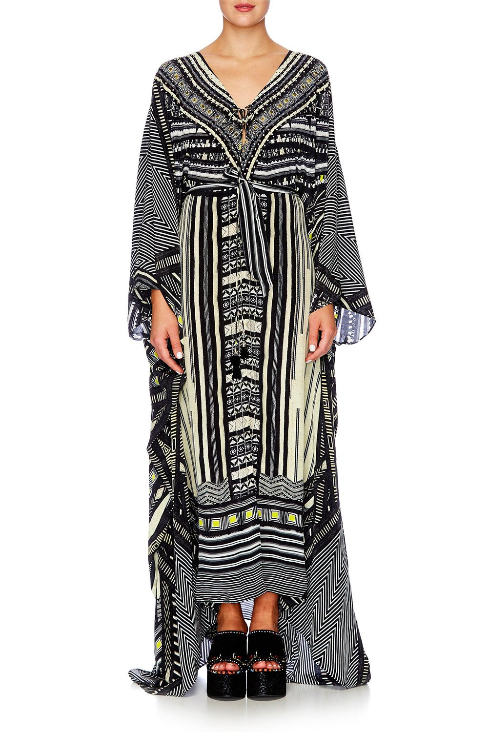 BETWEEN THE LINES SPLIT HEM LACE UP KAFTAN