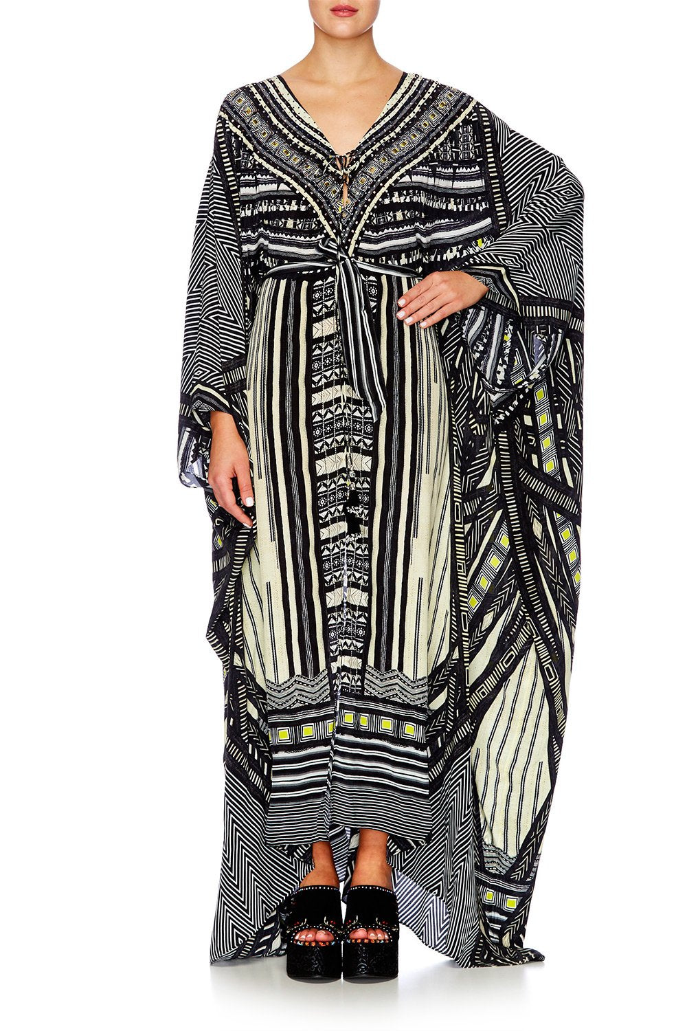 BETWEEN THE LINES SPLIT HEM LACE UP KAFTAN