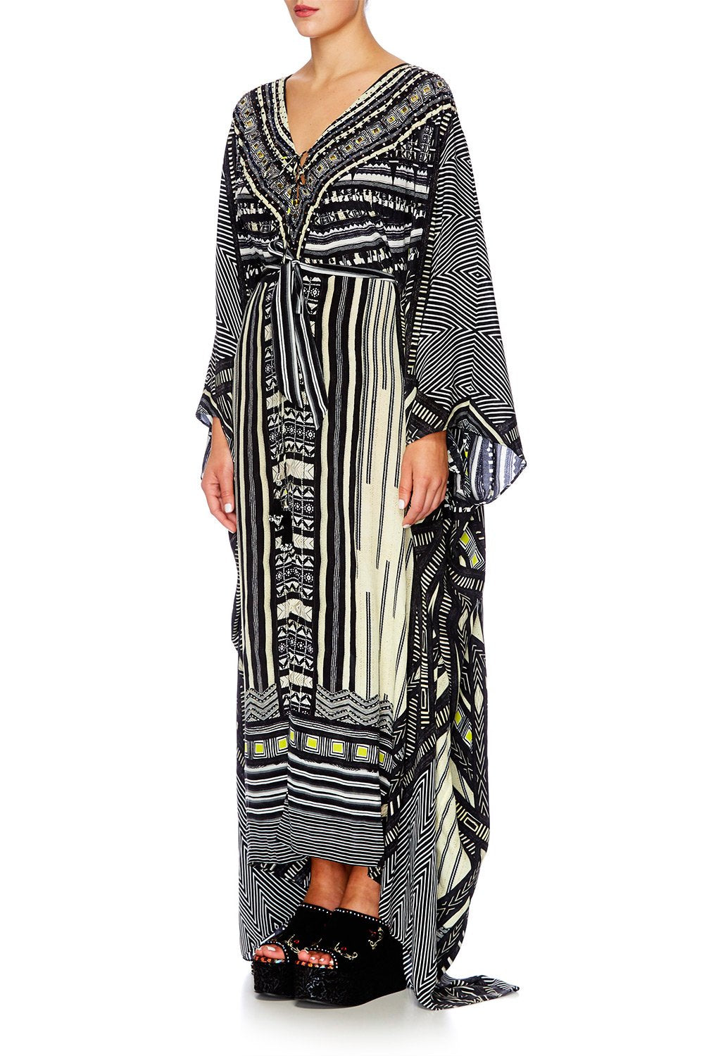 BETWEEN THE LINES SPLIT HEM LACE UP KAFTAN