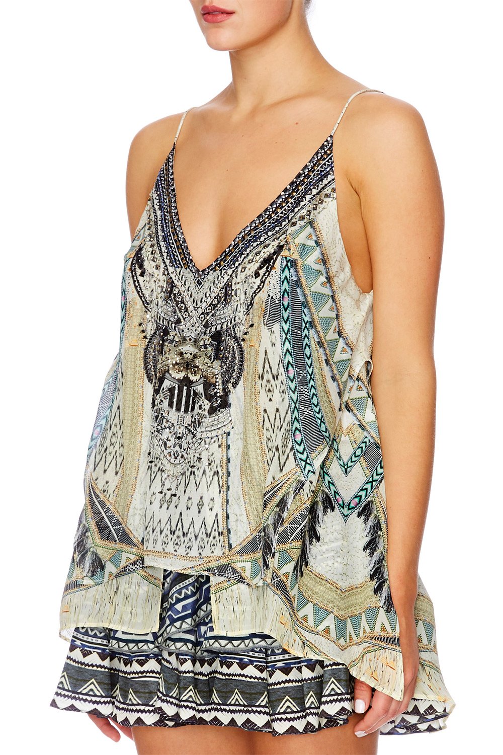 WEAVE ON MULTI LAYER V NECK TOP