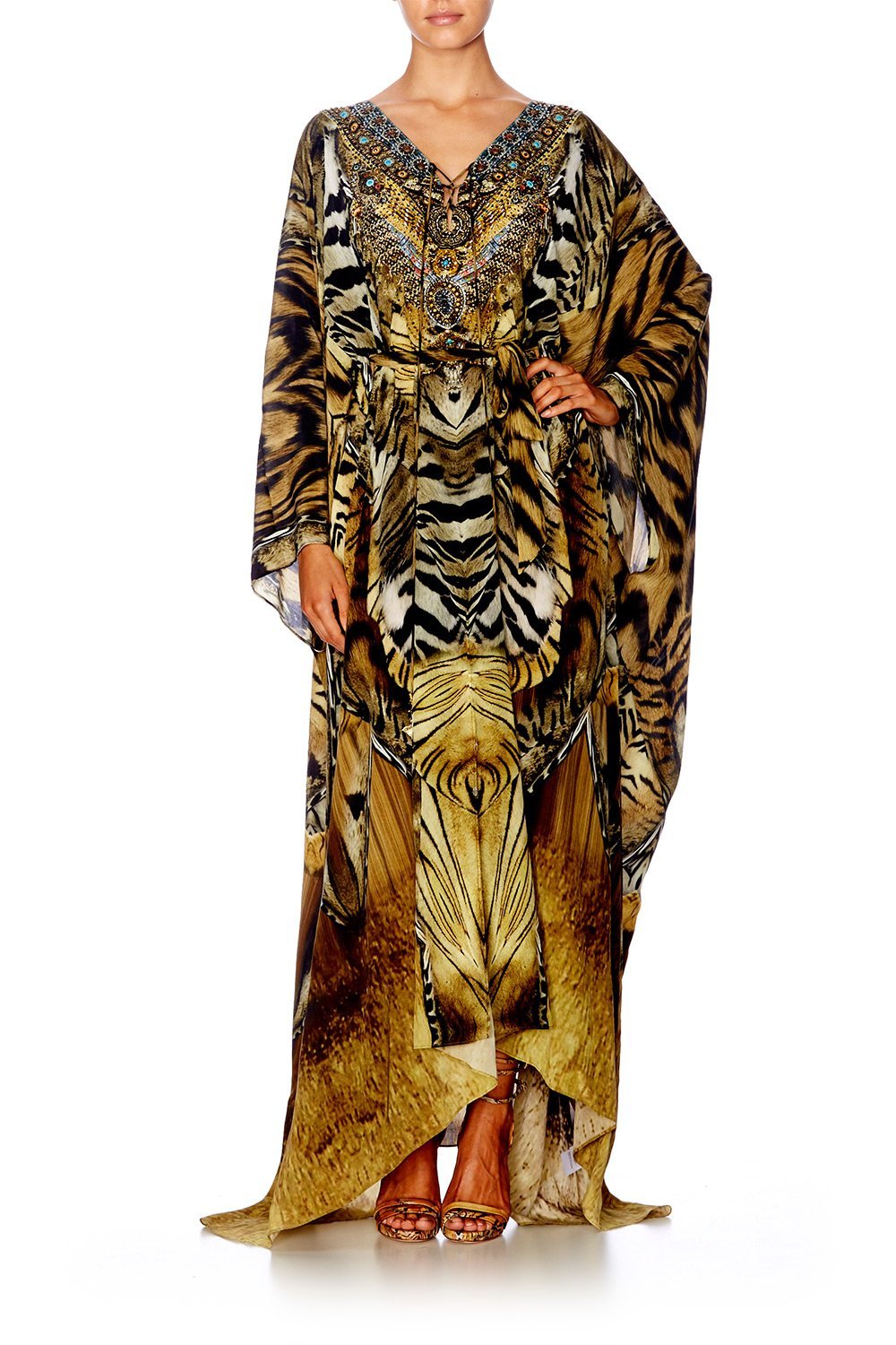 GIVEN TO THE WILD SPLIT HEM LACE UP KAFTAN