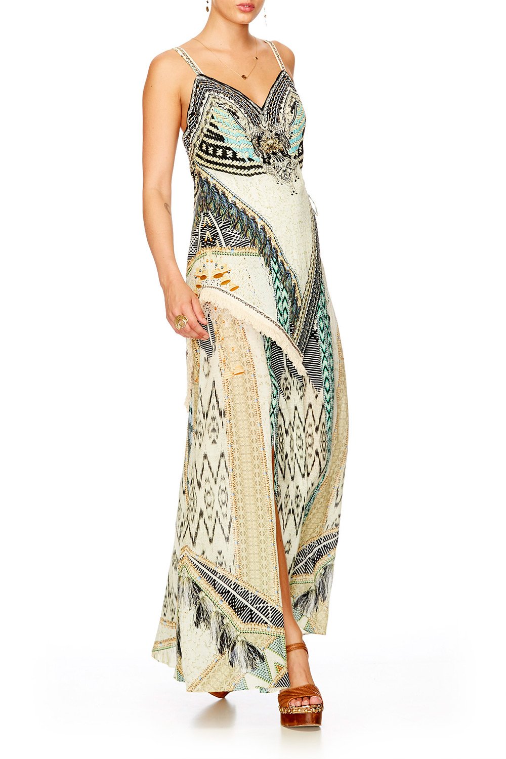 WEAVE ON ASYMMETRICAL HALTER DRESS