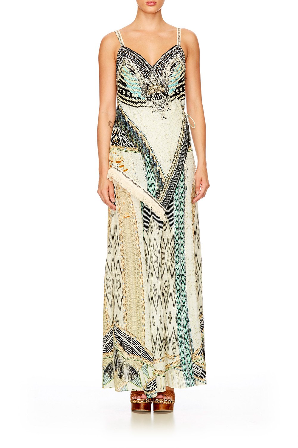 WEAVE ON ASYMMETRICAL HALTER DRESS