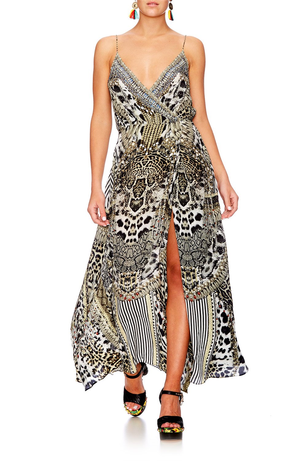 ANIMAL INSTINCT STRAPPY WRAP DRESS