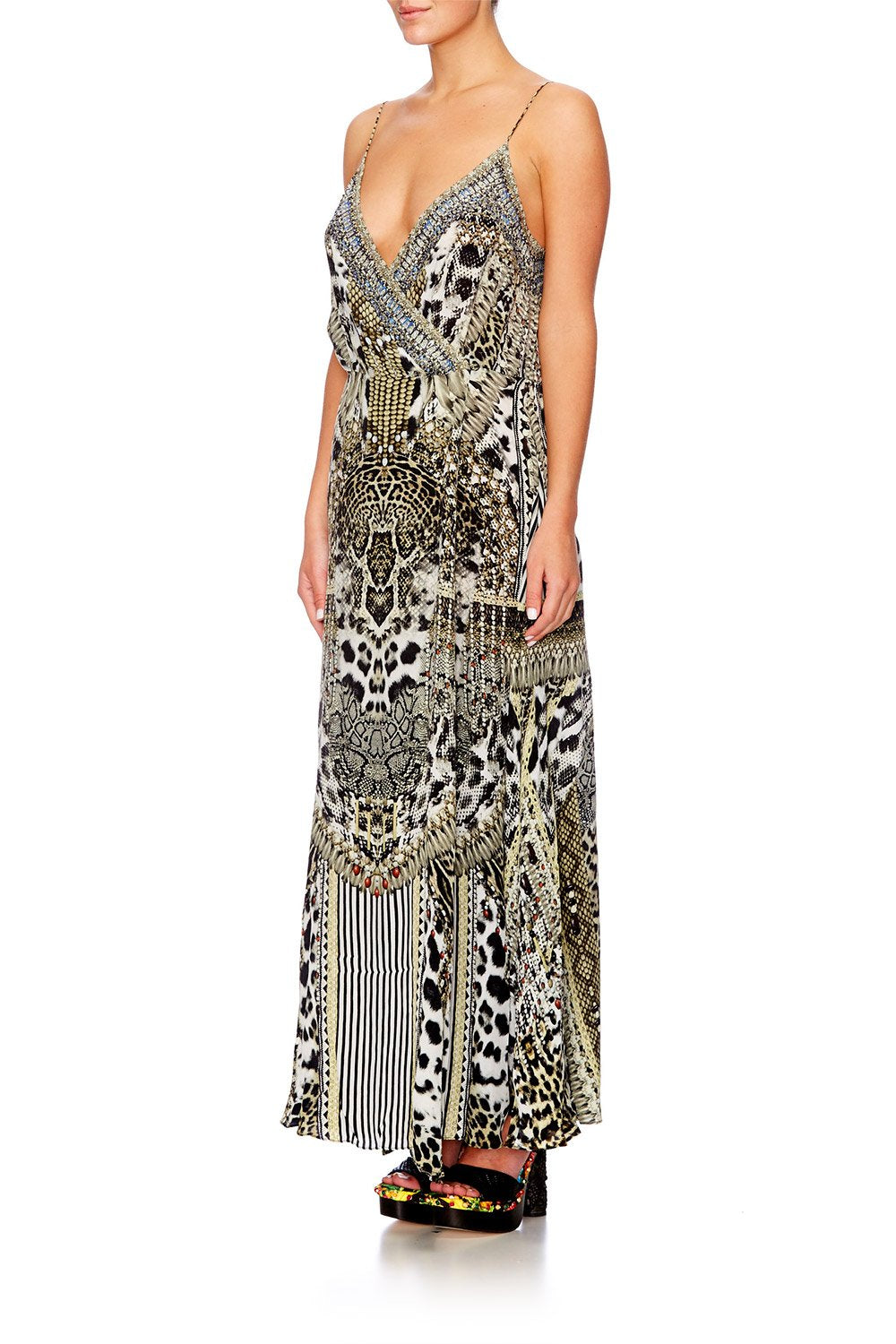 ANIMAL INSTINCT STRAPPY WRAP DRESS