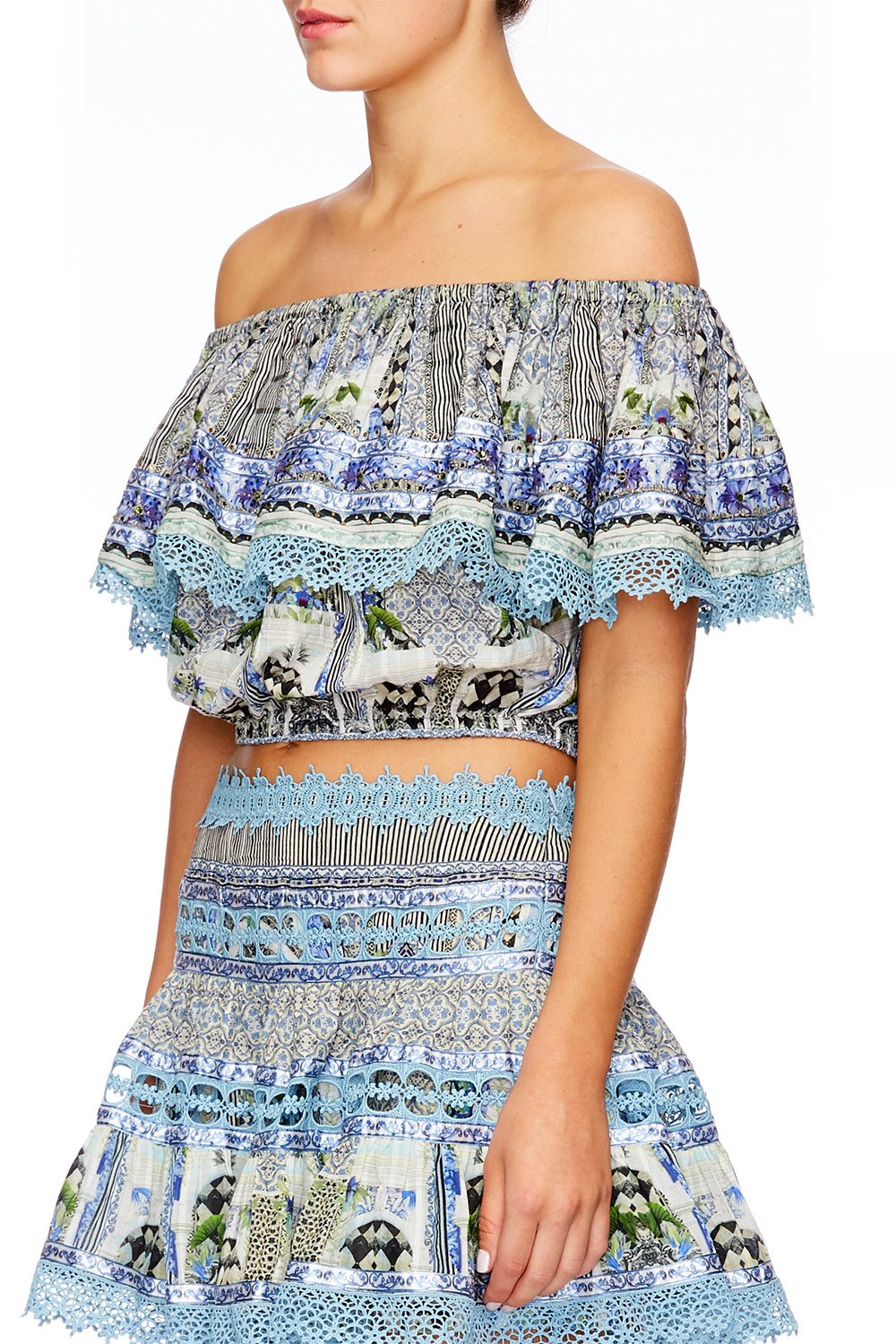 THE SWEET ESCAPE OFF SHOULDER FRILL TOP