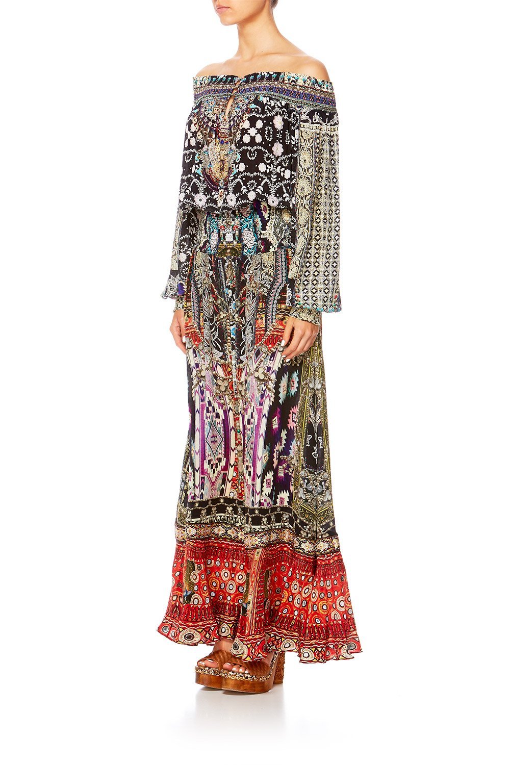 CAMILLA JAGGIS KINGDOM OFF SHOULDER SHIRRED DRESS