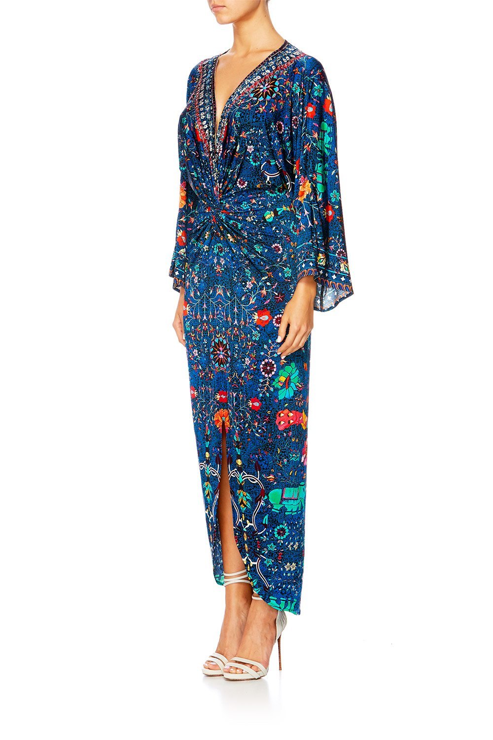 KINDNESS KALEIDOSCOPE LONG SPLIT FRONT SLIP DRESS