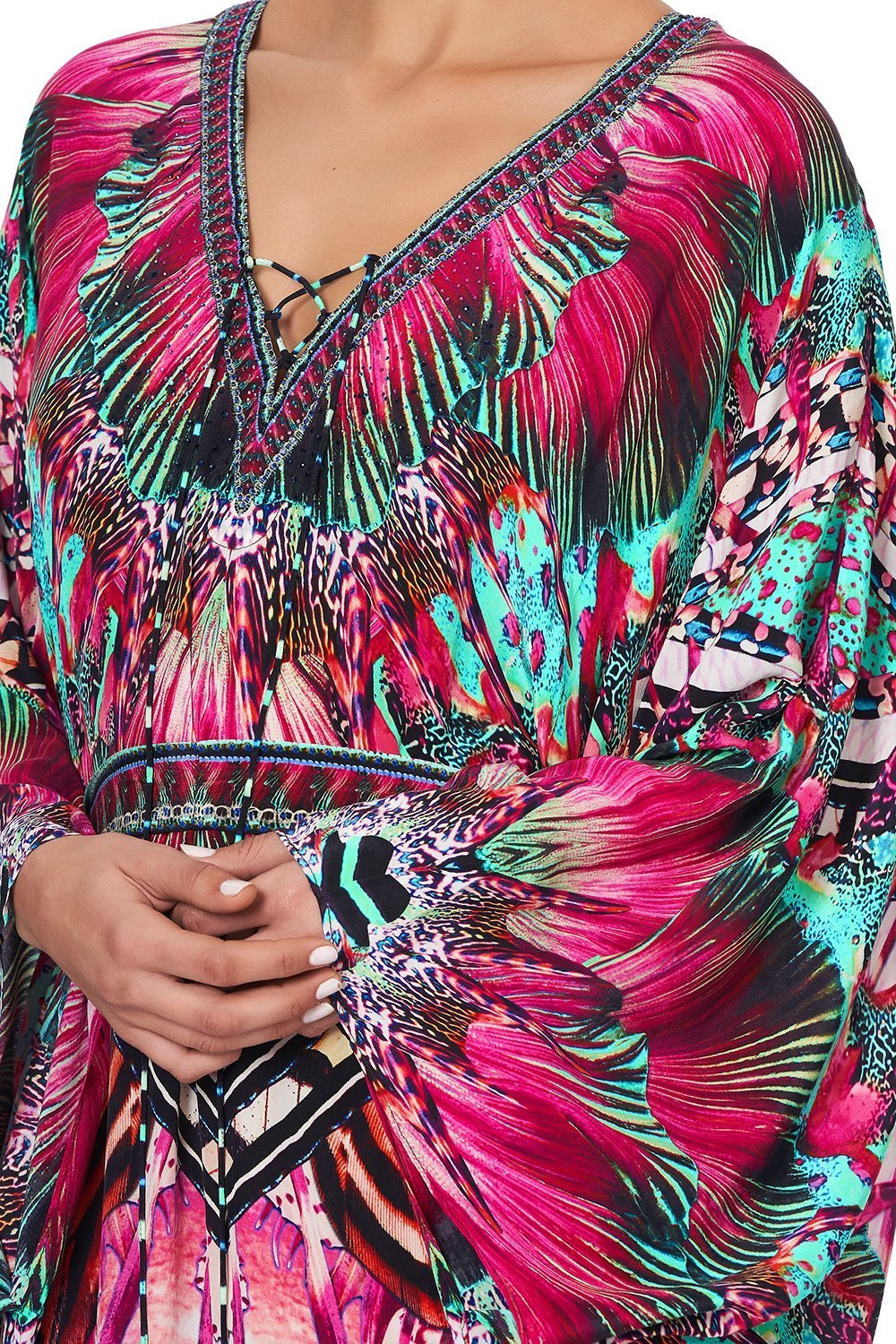 SPLIT HEM LACE UP KAFTAN RAINBOW EYES