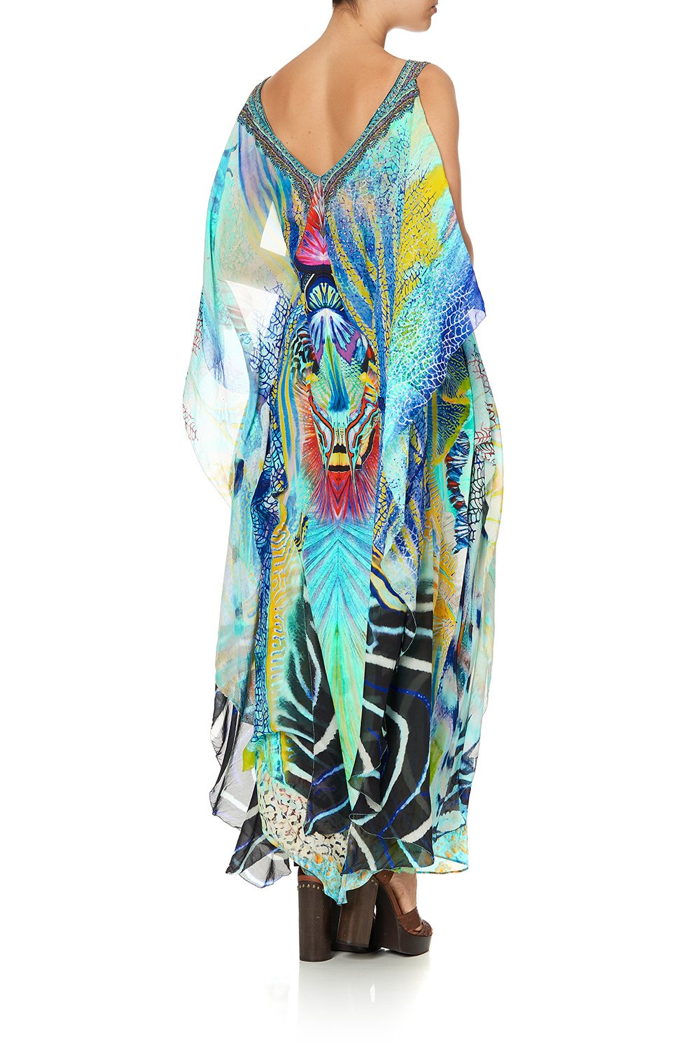 V-NECK DRESS WITH BACK OVERLAYER REEF WARRIOR
