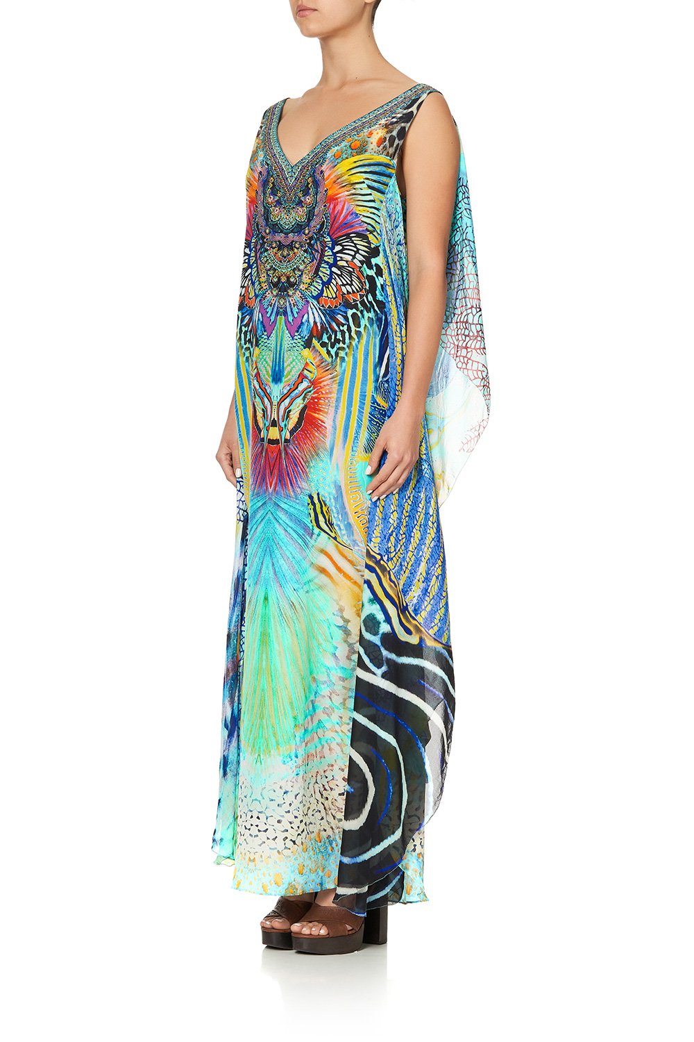 V-NECK DRESS WITH BACK OVERLAYER REEF WARRIOR