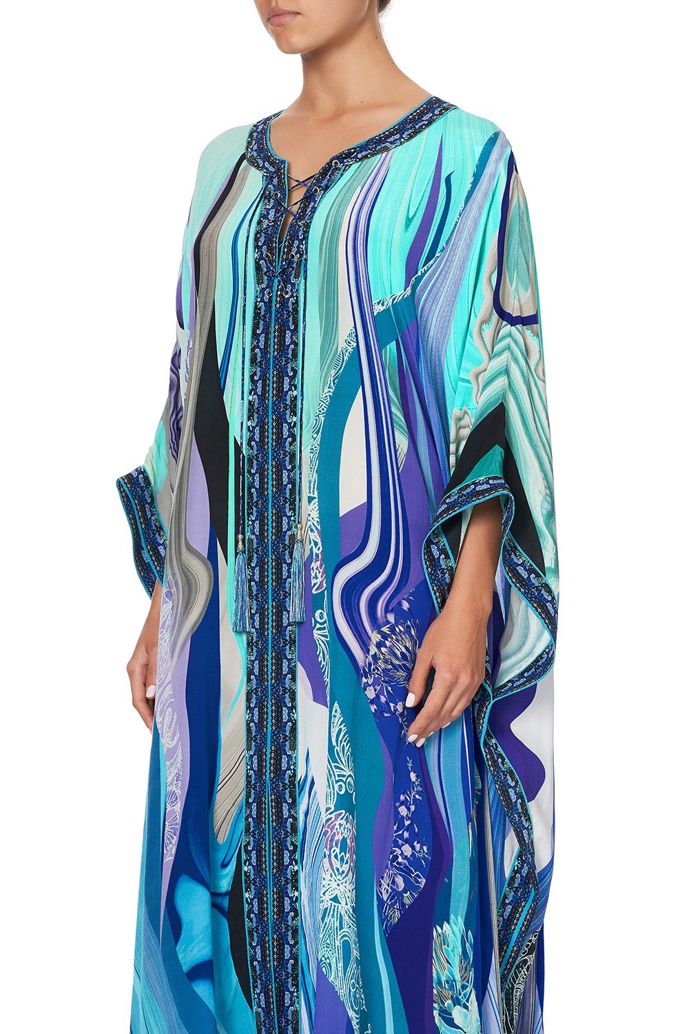 LONG LACE UP KAFTAN WITH EYELETS WATEGOS WANDERLUST