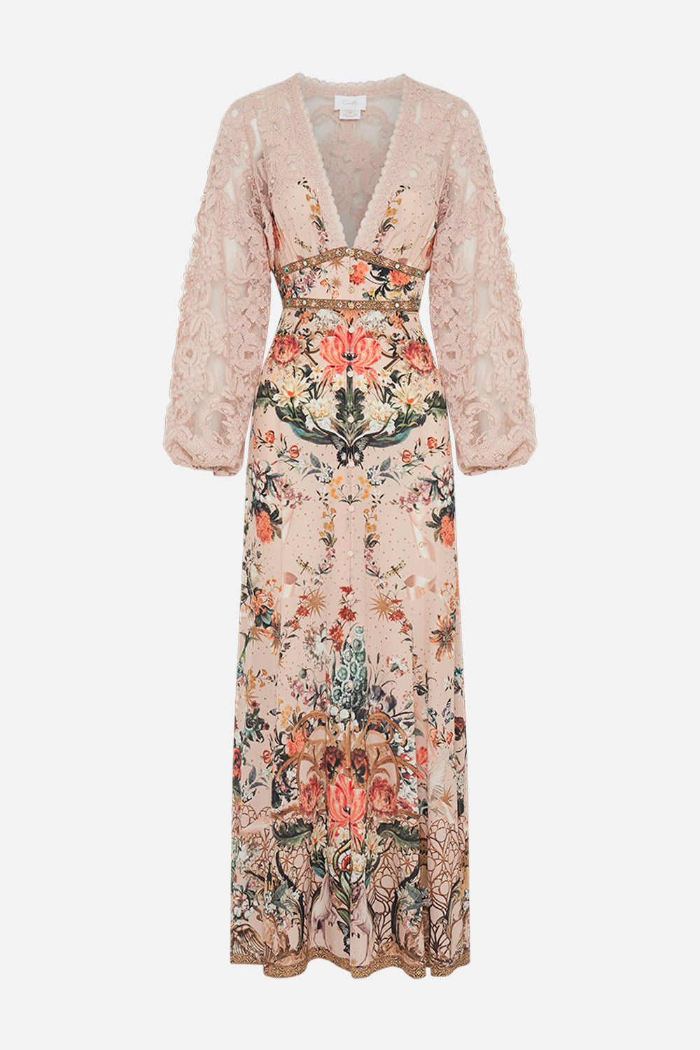 CAMILLA floral print lace dress In Rose Garden Revolution print