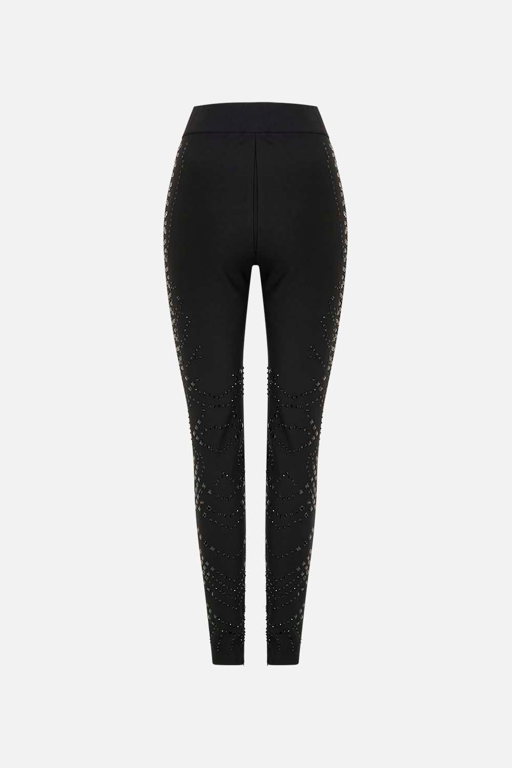 CAMILLA black ponte pant in Nouveau Noir print