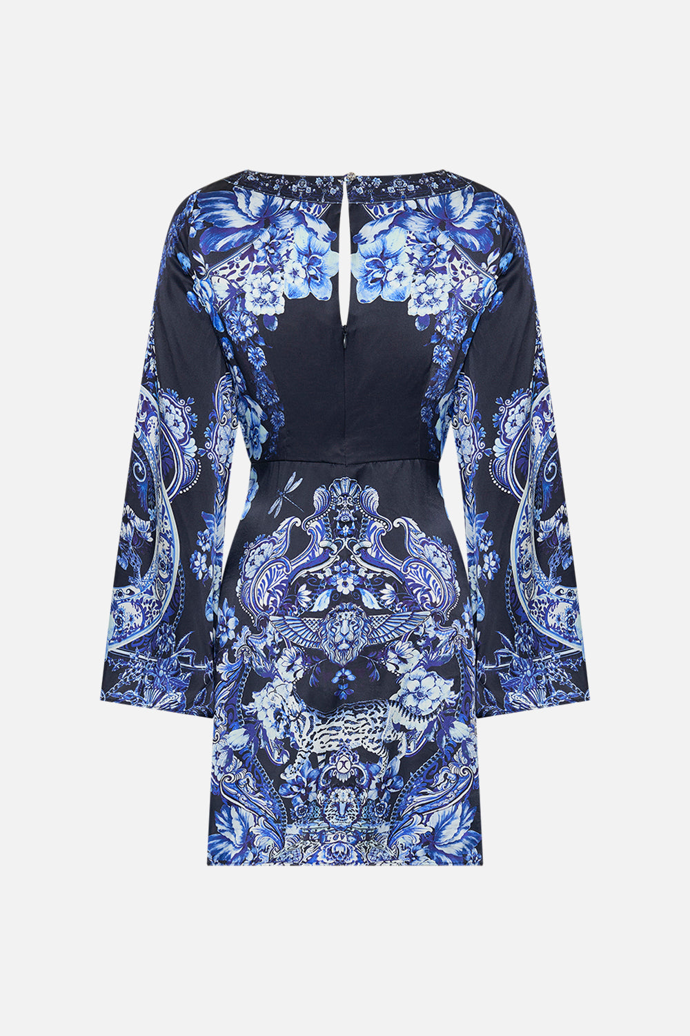 LONG SLEEVE TWIST FRONT SHORT DRESS DELFT DYNASTY