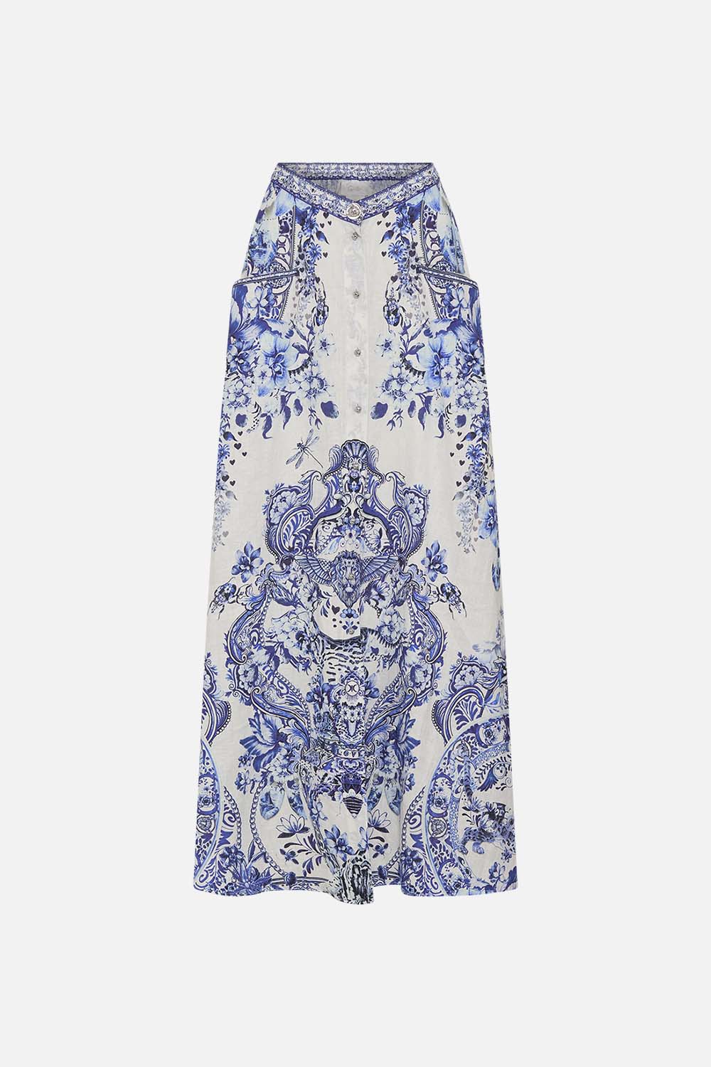 CAMILLA silk skirt in Glaze and Graze print