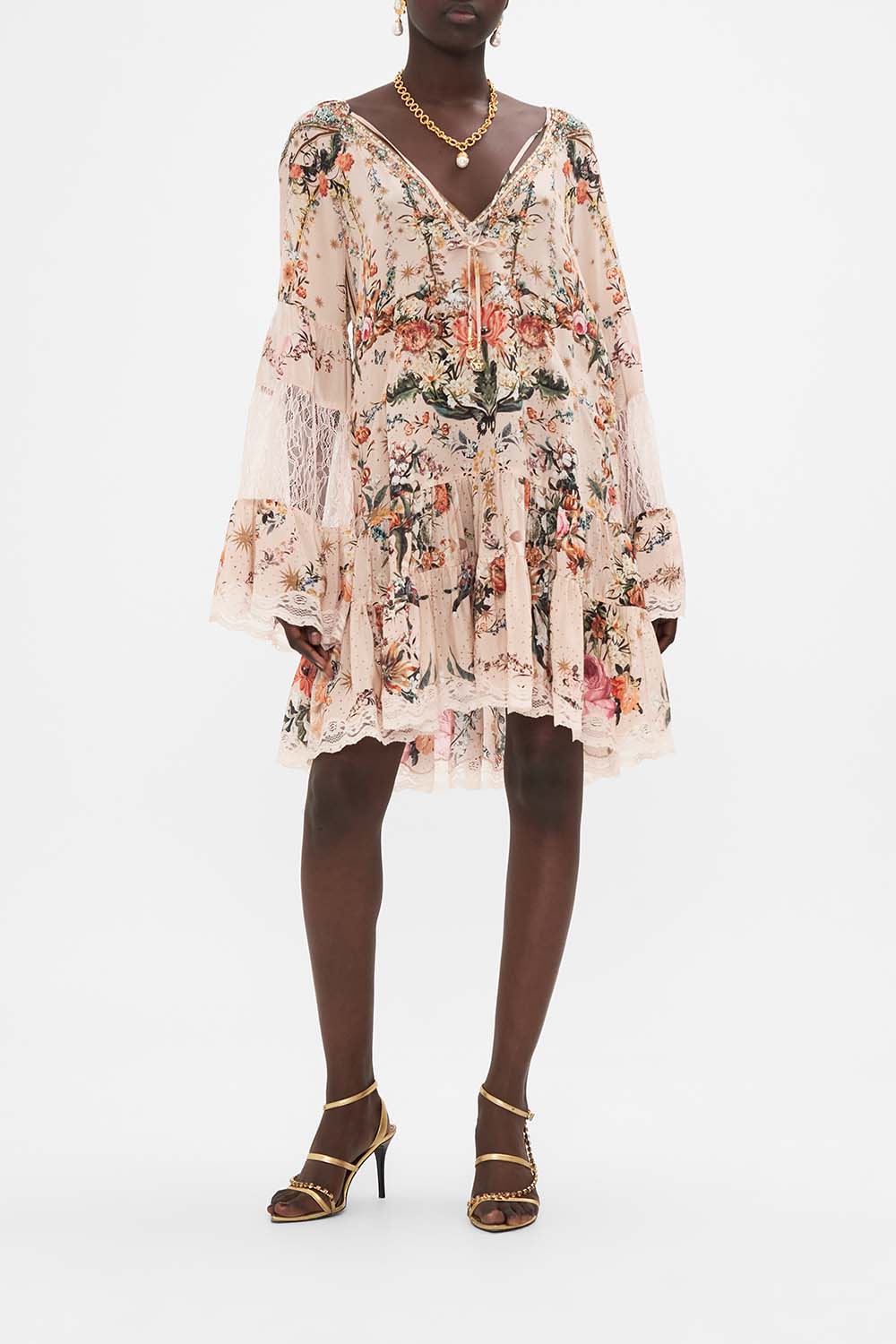 CAMILLA a line dress in Rose Garden Revolution print
