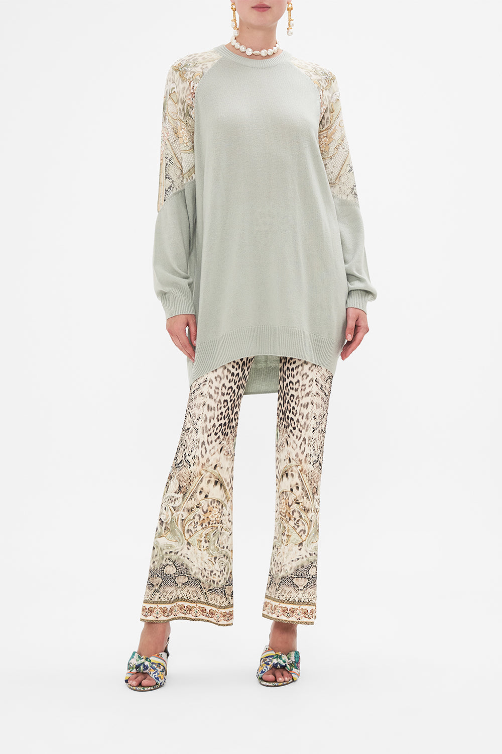 CAMILLA wool cashmere knit in Looking Glass Houses print