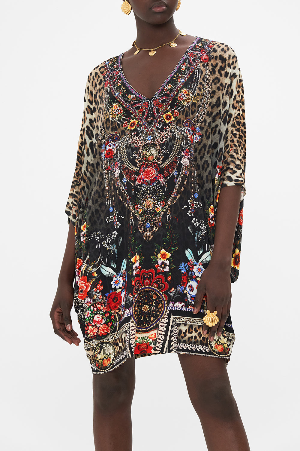 CAMILLA black floral print batwing top in Volendamn Dolls pirnt 