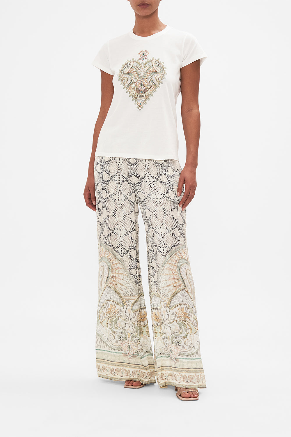 CAMILLA white graphic print t shirt Looking Glass Houses print