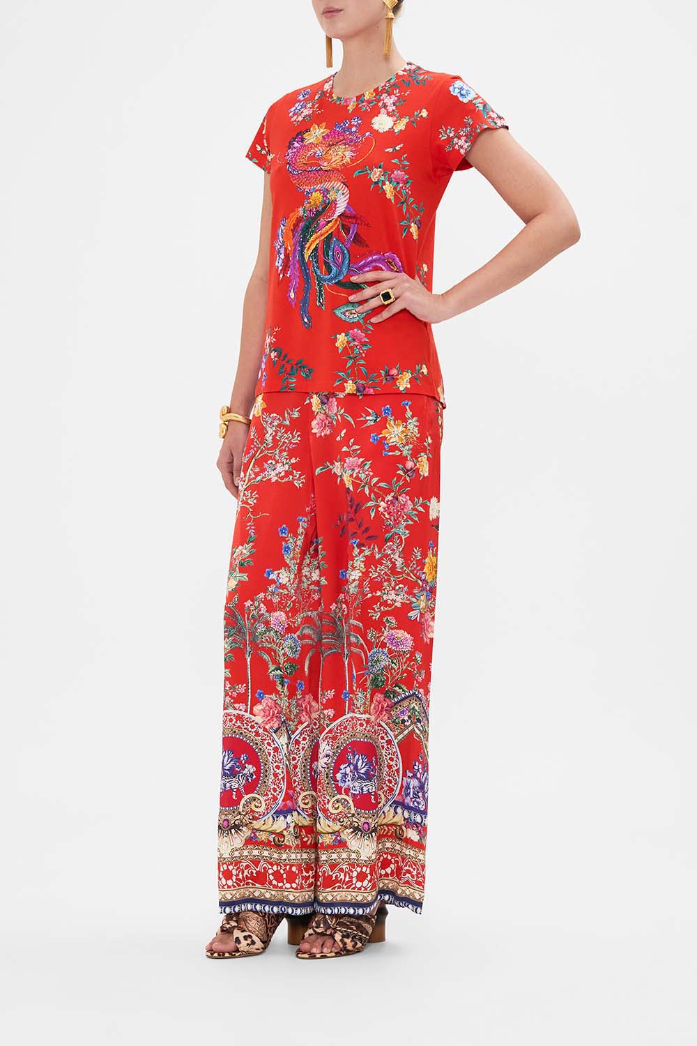 CAMILLA floral print t shirt in The Summer Palace print 