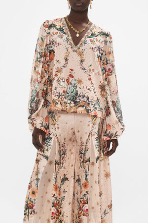 CAMILLA silk blouse in Rose Garden Revolution print