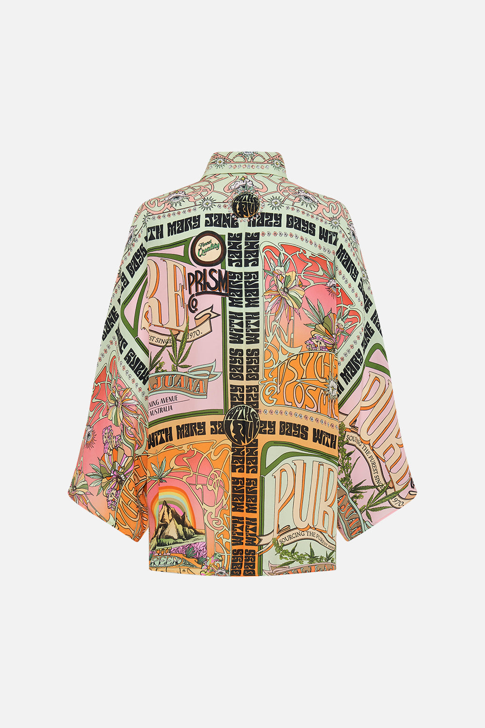 CAMILLA  sillk blouse in Lets Chase Rainbows print